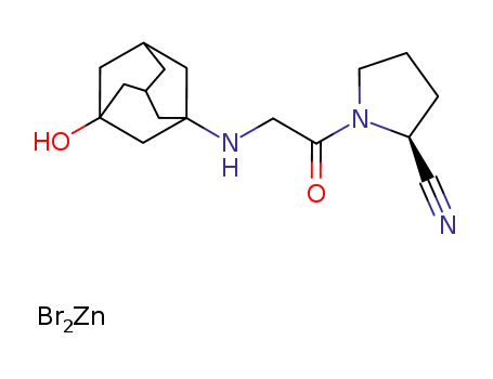 1-[2-(3-hydroxyadamant-1-yl-amino)acetyl]pyrrolidin-(2S)-carbonitrile zinc(II)-bromide