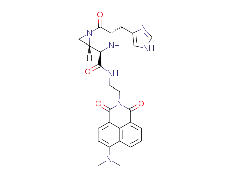 (3S,5R,6S)-3-((1H-imidazol-5-yl)methyl)-N-(2-(6-(dimethylamino)-1,3-dioxo-1H-benzo[de]isoquinolin-2(3H)-yl)ethyl)-2-oxo-1,4-diazabicyclo[4.1.0]heptane-5-carboxamide