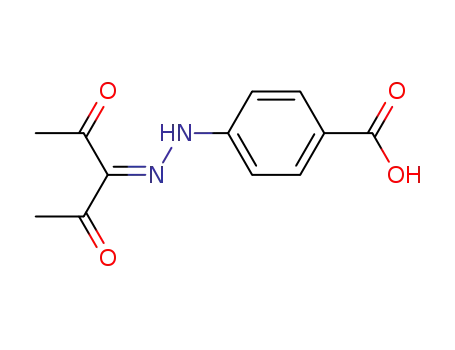 Molecular Structure of 41095-25-4 (Benzoic acid, 4-[(1-acetyl-2-oxopropylidene)hydrazino]-)