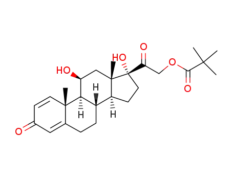 Pregna-1,4-diene-3,20-dione,21-(2,2-dimethyl-1-oxopropoxy)-11,17-dihydroxy-, (11b)-