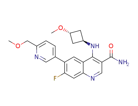 7-fluoro-4-((trans-3-methoxycyclobutyl)amino)-6-(6-(methoxymethyl)pyridin-3-yl)quinoline-3-carboxamide