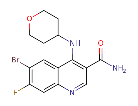 6-bromo-7-fluoro-4-(tetrahydro-2H-pyran-4-ylamino)quinoline-3-carboxamide
