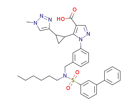 1-(3-((N-hexyl-[1,1'-biphenyl]-3-ylsulfonamido)methyl)phenyl)-5-((trans)-2-(1-methyl-1H-1,2,3-triazol-4-yl)cyclopropyl)-1H-pyrazole-4-carboxylic acid