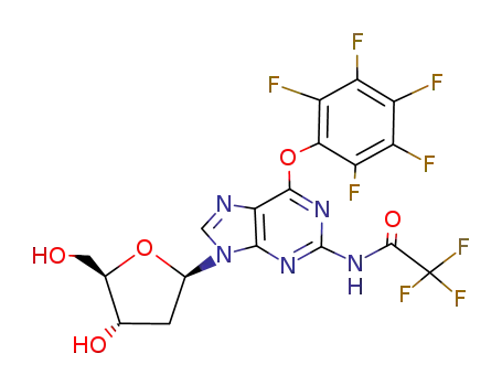 Molecular Structure of 128790-76-1 (Guanosine, 2'-deoxy-6-O-(pentafluorophenyl)-N-(trifluoroacetyl)-)