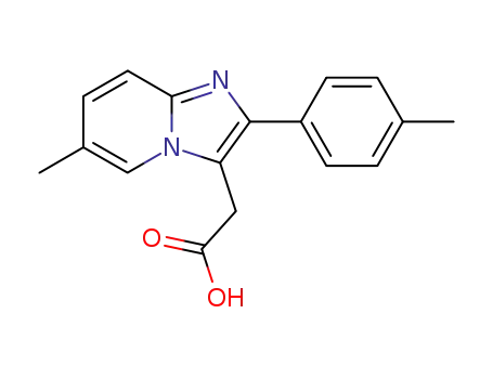 Molecular Structure of 189005-44-5 (6-Methyl-2-(4-methylphenyl)imidazol[1,2-a]-pyridine-3-acetic acid)