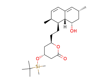 Molecular Structure of 79902-31-1 (4-(TERT-BUTYL-DIMETHYL-SILANYLOXY)-6-[2-(8-HYDROXY-2,6-DIMETHYL-1,2,6,7,8,8A-HEXAHYDRO NAPHTHALEN-1-YL)-ETHYL]-TETRAHYDRO-PYRAN-2-ONE)