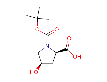 Molecular Structure of 135042-12-5 ((2R,4R)-N-Boc-4-hydroxypyrrolidine-2-carboxylic acid)
