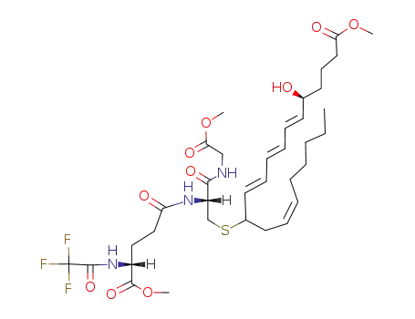 (6E,8E,10E,14Z)-(S)-5-Hydroxy-12-{(R)-2-(methoxycarbonylmethyl-carbamoyl)-2-[(R)-4-methoxycarbonyl-4-(2,2,2-trifluoro-acetylamino)-butyrylamino]-ethylsulfanyl}-icosa-6,8,10,14-tetraenoic acid methyl ester