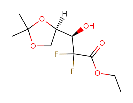 Molecular Structure of 95058-92-7 (Ethyl (3R,S)-2,2-difluoro-3-hydroxy-3-(2,2-dimethyldioxolan-4-yl)propionate)