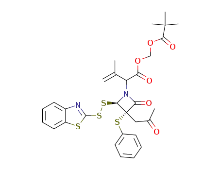 2-[(2R,3S)-2-(Benzothiazol-2-yldisulfanyl)-4-oxo-3-(2-oxo-propyl)-3-phenylsulfanyl-azetidin-1-yl]-3-methyl-but-3-enoic acid 2,2-dimethyl-propionyloxymethyl ester