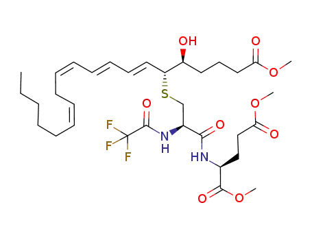 (S)-2-[(R)-3-[(2E,4E,6Z,9Z)-(R)-1-((S)-1-Hydroxy-4-methoxycarbonyl-butyl)-pentadeca-2,4,6,9-tetraenylsulfanyl]-2-(2,2,2-trifluoro-acetylamino)-propionylamino]-pentanedioic acid dimethyl ester