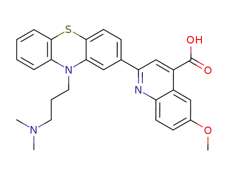 Molecular Structure of 64290-14-8 (4-Quinolinecarboxylic acid,
2-[10-[3-(dimethylamino)propyl]-10H-phenothiazin-2-yl]-6-methoxy-)