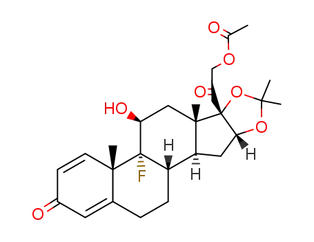 Molecular Structure of 3870-07-3 (Pregna-1,4-diene-3,20-dione,21-(acetyloxy)-9-fluoro-11-hydroxy-16,17-[(1-methylethylidene)bis(oxy)]-, (11b,16a)-)