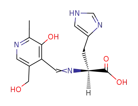 Molecular Structure of 14029-59-5 (L-Histidine,
N-[[3-hydroxy-5-(hydroxymethyl)-2-methyl-4-pyridinyl]methylene]-)