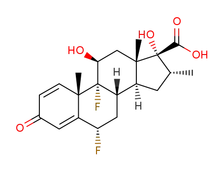 Molecular Structure of 28416-82-2 ((6a,11b,16a,17a)-6,9-Difluoro-11,17-dihydroxy-16-methyl-3-oxoandrosta-1,4-diene-17-carboxylic acid)