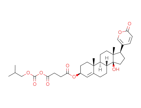 4-Isobutoxycarbonyloxy-4-oxo-butyric acid (3S,8R,9S,10R,13R,14S,17R)-14-hydroxy-10,13-dimethyl-17-(6-oxo-6H-pyran-3-yl)-2,3,6,7,8,9,10,11,12,13,14,15,16,17-tetradecahydro-1H-cyclopenta[a]phenanthren-3-yl ester