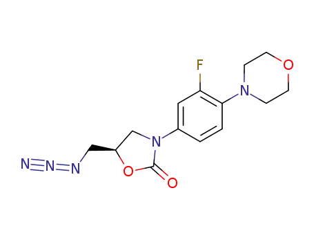 Molecular Structure of 168828-84-0 ((R)-5-(Azidomethyl)-3-[3-fluoro-4-(4-morpholinyl)phenyl]-2-oxazolidinone)