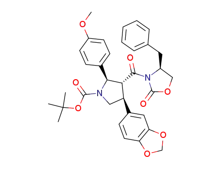 (2R,3R,4S)-4-Benzo[1,3]dioxol-5-yl-3-((S)-4-benzyl-2-oxo-oxazolidine-3-carbonyl)-2-(4-methoxy-phenyl)-pyrrolidine-1-carboxylic acid tert-butyl ester