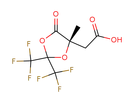 Molecular Structure of 184305-30-4 (1,3-Dioxolane-4-acetic acid, 4-methyl-5-oxo-2,2-bis(trifluoromethyl)-,
(4S)-)