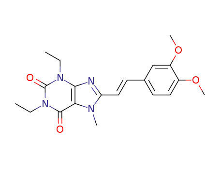 Molecular Structure of 155270-99-8 (8-[(E)-2-(3,4-dimethoxyphenyl)ethenyl]-1,3-diethyl-7-methyl-purine-2,6 -dione)