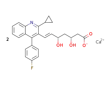 (+)-Monocalciumbis{(3R,5S,6E)-7-[2-cyclopropyl-4-(4-fluorophenyl)-3-quinolyl]-3,5-dihydroxy-6-heptenoate}