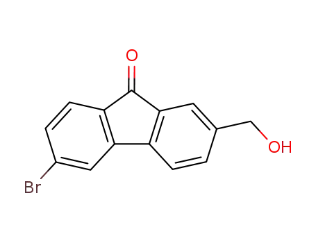 Molecular Structure of 136682-02-5 (9H-Fluoren-9-one, 6-bromo-2-(hydroxymethyl)-)