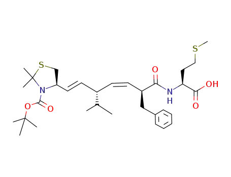 (2S,3Z,5S,6E)-2-(phenylmethyl)-5-isopropyl-7-<(5R)-N-<(tert-butyloxy)carbonyl>-2,2-dimethyl-4-thiazolidinyl>-2,6-heptadienyl methionine