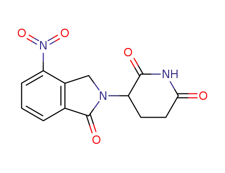 Molecular Structure of 827026-45-9 (3-(4-Nitro-1-oxo-1,3-dihydroisoindol-2-yl)piperidine-2,6-dione)