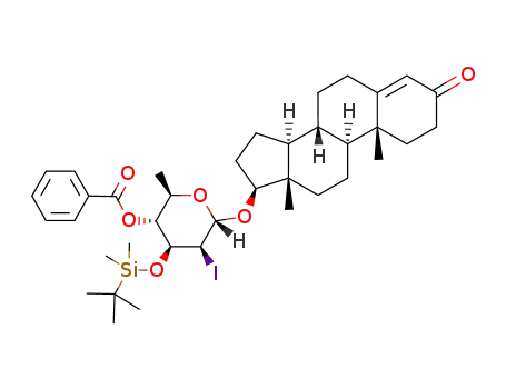testosteryl 4-O-benzoyl-3-O-tert-butyldimethylsilyl-2,6-dideoxy-2-iodo-α-D-manno-hexopyranoside