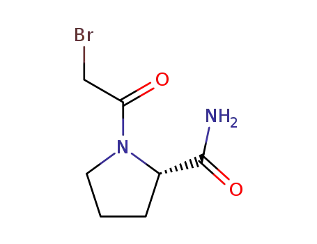 Molecular Structure of 253309-37-4 (2-Pyrrolidinecarboxamide, 1-(bromoacetyl)-, (2S)-)