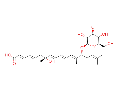 14-O-β-D-glucopyranosyl-(2E,4E,7S,8E,10E,12E,14R)-7,9,13,17-tetramethyl-7,14-dihydroxy-2,4,8,10,12,16-octadecahexaenoic acid