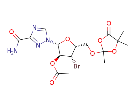 1-[2-O-acetyl-3-bromo-3-deoxy-5-O-(2,5,5-trimethyl-1,3-dioxolan-4-on-2-yl)-β-D-xylofuranosyl]-1,2,4-triazole-3-carboxamide