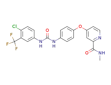 Molecular Structure of 284461-73-0 (2-Pyridinecarboxamide,4-[4-[[[[4-chloro-3-(trifluoromethyl)phenyl]amino]carbonyl]amino]phenoxy]-N-methyl-)