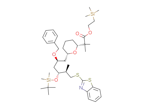 2-{(2R,6S)-6-[(2S,4R,5R)-6-(Benzothiazol-2-ylsulfanyl)-2-benzyloxy-4-(tert-butyl-dimethyl-silanyloxy)-5-methyl-hexyl]-tetrahydro-pyran-2-yl}-2-methyl-propionic acid 2-trimethylsilanyl-ethyl ester