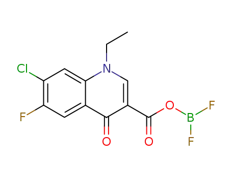 Molecular Structure of 94498-82-5 (4(1H)-Quinolinone,
7-chloro-3-[[(difluoroboryl)oxy]carbonyl]-1-ethyl-6-fluoro-)