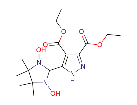 Molecular Structure of 925687-32-7 (1H-Pyrazole-3,4-dicarboxylic acid,
5-(1,3-dihydroxy-4,4,5,5-tetramethyl-2-imidazolidinyl)-, 3,4-diethyl ester)