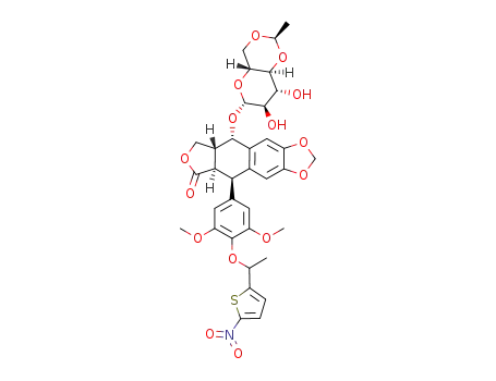 9-[(4,6-O-ethylidene-Β-D-glucopyranosyl)oxy]-5,8,8a,9-tetrahydro-5-(4-(1-(5-nitrothien-2-yl)ethoxy)-3,5-dimethoxyphenyl)furo[3',4':6,7]naphtha[2,3-d]-1,3-dioxol-6(5aH)-one