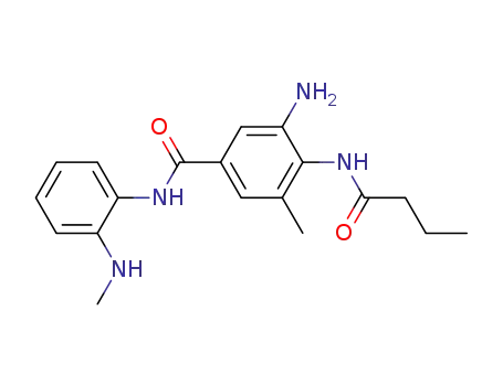 Molecular Structure of 884330-17-0 (Benzamide,
3-amino-5-methyl-N-[2-(methylamino)phenyl]-4-[(1-oxobutyl)amino]-)