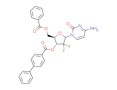 1-(5'-O-benzoyl-2'-deoxy-2',2'-difluoro-3-O-(p-phenylbenzoyl)-D-ribofuranosyl)-4-aminopyrimidin-2-one