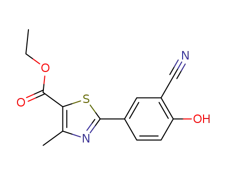 Molecular Structure of 161798-02-3 (Ethyl 2-(3-Cyano-4-hydroxyphenyl)-4-methyl-1,3-thiazole-5-carboxylate)