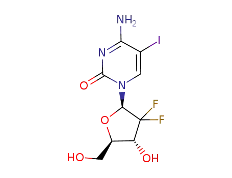 4-amino-1-(2-deoxy-2,2’-difluoro-β-D-erythro-pentofuranosyl)-5-iodopyrimidin-2(1H)-one