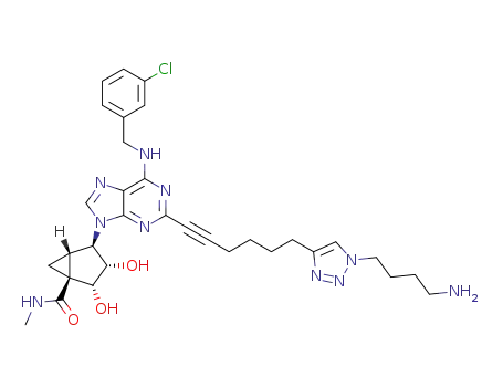 (1S,2R,3S,4R,5S)-4-(6-(3-chlorobenzylamino)-2-(6-(1-(4-aminobutyl)-1H-1,2,3-triazol-4-yl)hex-1-ynyl)-9H-purin-9-yl)-2,3-dihydroxybicyclo[3.1.0]hexane-1-carboxylic acid N-methylamide