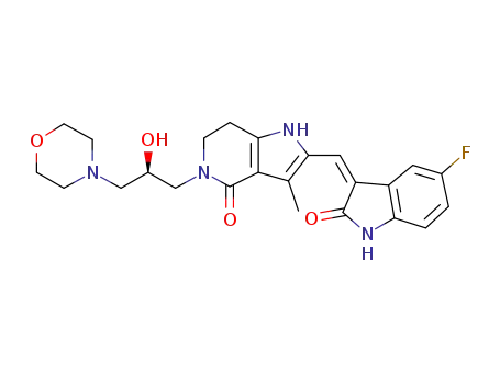 (R,Z)-2-(5-fluoro-2-oxo-1,2-dihydro-indol-3-ylidenemethyl)-5-(2-hydroxy-3-morpholin-4-ylpropyl)-3-methyl-1,5,6,7-tetrahydro-pyrrolo[3,2-c]pyridin-4-one