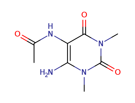 Molecular Structure of 10184-41-5 (Acetamide,
N-(4-amino-1,2,3,6-tetrahydro-1,3-dimethyl-2,6-dioxo-5-pyrimidinyl)-)