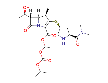 1-(isopropoxycarbonyloxy)ethyl (1R,5S,6S)-2-{[(3S,5S)-5-(N,N-dimethylcarbamoyl)pyrrolidin-3-yl]thio}-6-[(1R)-1-hydroxyethyl]-1-methylcarbapen-2-em-3-carboxylate