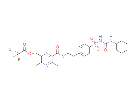N-(4-(N-(cyclohexylcarbamoyl)sulfamoyl)phenethyl)-3,5,6-trimethylpyrazine-2-carboxamide trifluoroacetate