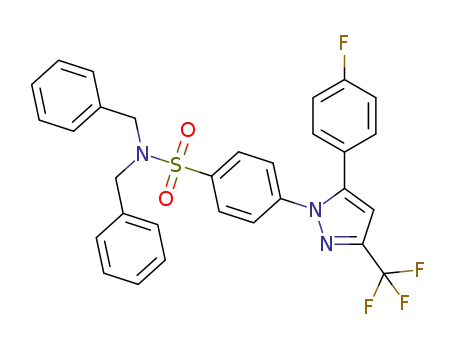 N,N-dibenzyl-4-(5-(4-fluorophenyl)-3-(trifluoromethyl)-1H-pyrazol-1-yl)benzenesulfonamide