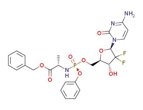 benzyl ((S)-(((2R,3R,5R)-5-(4-amino-2-oxopyrimidin-1(2H)-yl)-4,4-difluoro-3-hydroxytetrahydrofuran-2-yl)methoxy)(phenoxy)phosphoryl)-L-alaninate
