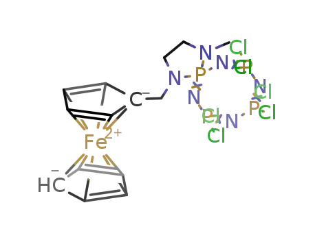 1-ferrocenylmethyl-4-methyl-7,7,9,9,11,11-hexachloro-1,4,6,8,10,12-hexaaza-5λ5,7λ5,9λ5,11λ5-tetraphosphaspiro[4.7]dodeca-5,7,9,11-tetraene