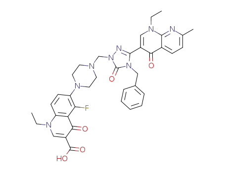 6-(4-{[4-benzyl-3-(1-ethyl-7-methyl-4-oxo-1,4-dihydro-1,8-naphthyridin-3-yl)-5-oxo-4,5-dihydro-1H-1,2,4-triazol-1-yl]methyl}piperazin-1-yl)-1-ethyl-5-fluoro-4-oxo-1,4-dihydroquinoline-3-carboxylic acid